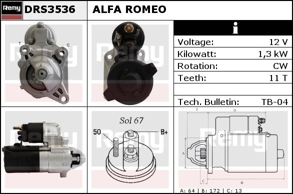 DELCO REMY Стартер DRS3548N